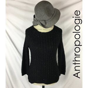 Anthro Knitted Knotted Cable Knit Black Sweater S